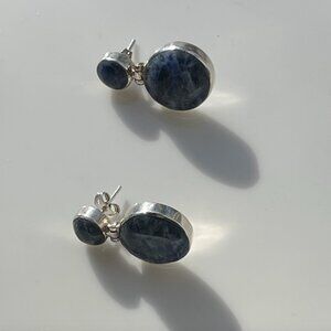 Montero 950 Sterling Silver Lapis Lazuli Hinged Dangle Earrings